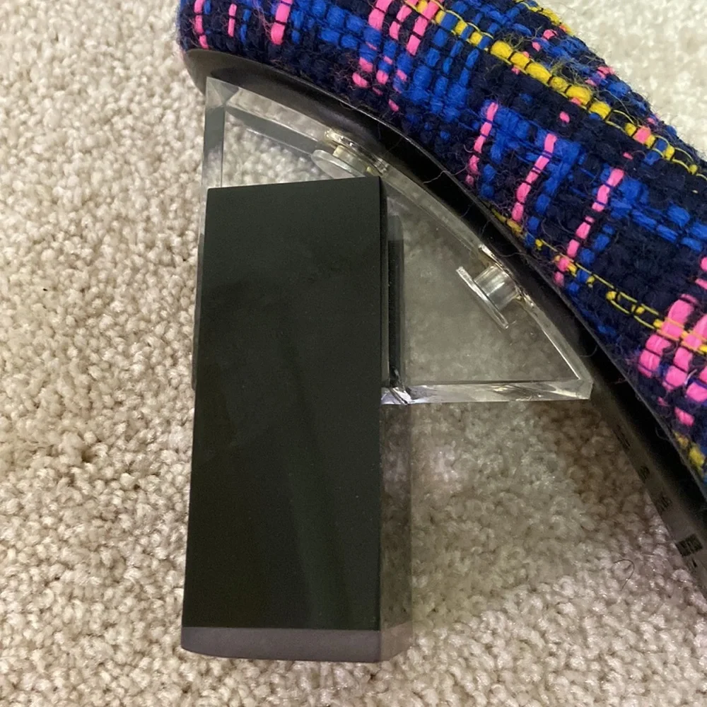 Erdem x Nicholas Kirkwood plaid shoes with funky lucite heel size 37.5 - Picture 3 of 10